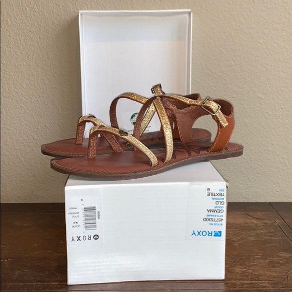 Roxy Gemma Gold Glitter Gladiator Sandals Size 6 - Picture 2 of 14